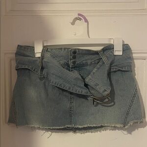 Denim Mini Skort with Belt